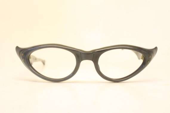 Vintage Cat Eye Glasses Black Small 1960s Glasses… - image 1