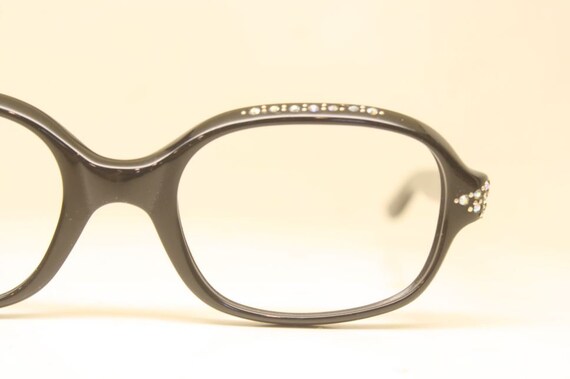 Unused Vintage Black Rhinestone Cat Eye Glasses - image 3