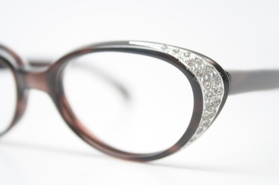 Marble rhinestone cat eye glasses vintage 1950s e… - image 4