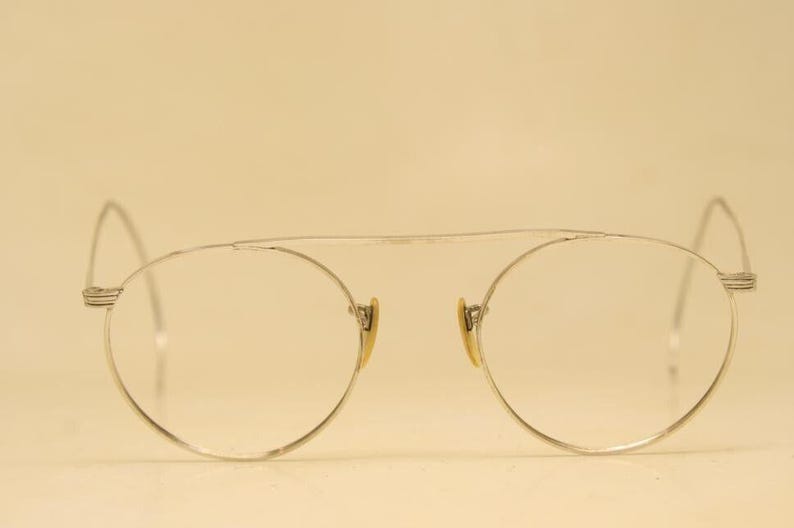 Vintage Eyeglasses AO Silver Frames 45x42mm Aviator 1940s Panto Antique ...