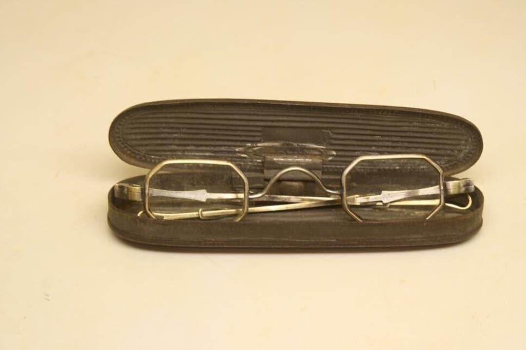 Antique Eyeglasses 19th Century Brass Sliding Temple Glasses Vintage ...