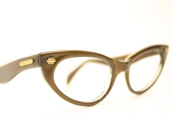 Unused Brown Vintage Cat Eye Eyeglasses Cateye Fr… - image 2