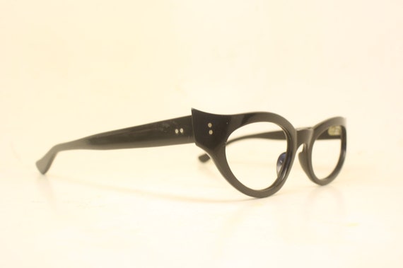 Vintage Cat Eye Glasses Black Small 1960s Glasses… - image 3