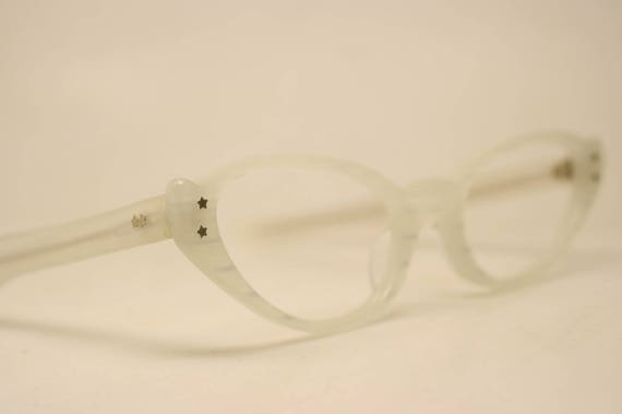 Vintage Eyewear White Stripe Small Cat Eye Glasse… - image 4
