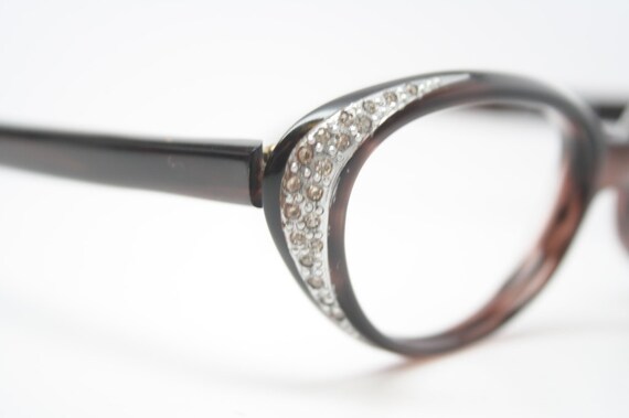 Marble rhinestone cat eye glasses vintage 1950s e… - image 3