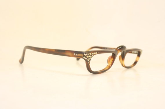 Vintage Cat Eye Glasses Brown Small 1960s Glasses… - image 3