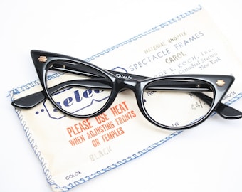 Small cat eye glasses black  vintage cateye eyeglasses