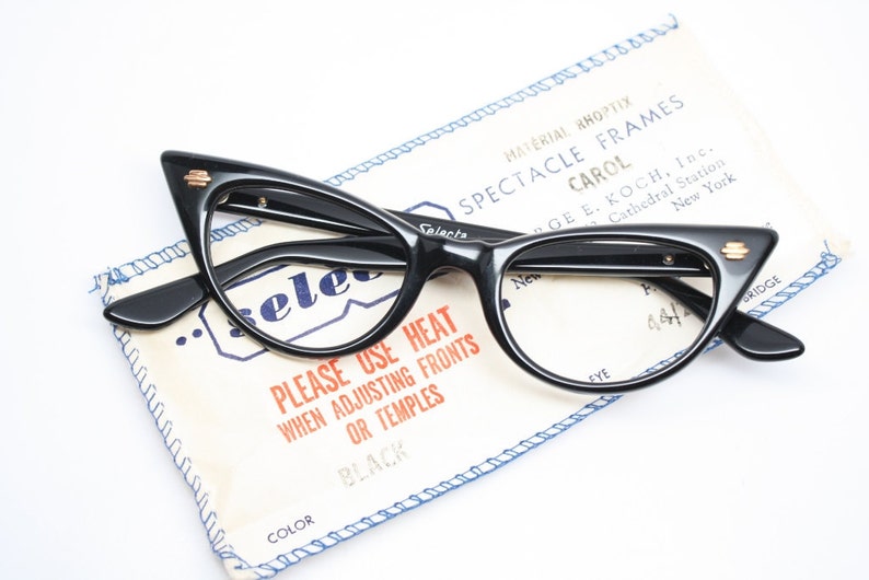 Small cat eye glasses black vintage cateye eyeglasses image 1