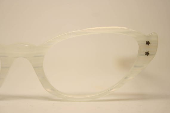 Vintage Eyewear White Stripe Small Cat Eye Glasse… - image 3