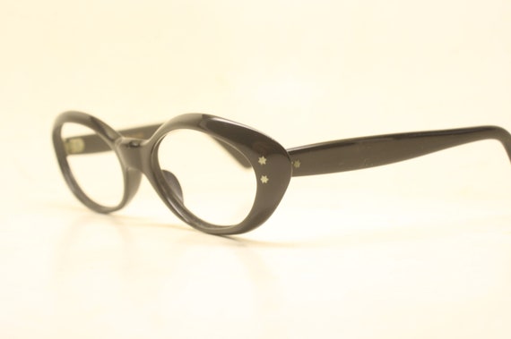 Vintage Cat Eye Glasses Black Small 1960s Glasses… - image 2