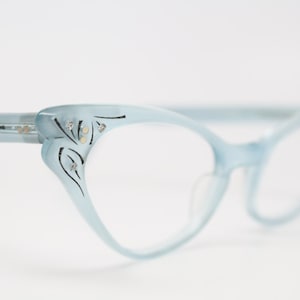 1950 cat eye eyeglasses mint blue rhinestone cateye frames