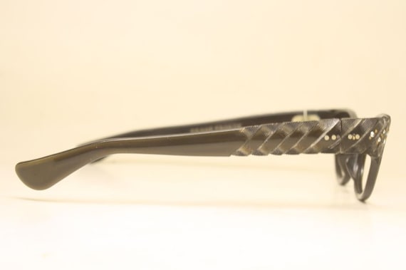 Unused Vintage Brown Rhinestone Cat Eye Glasses - image 5