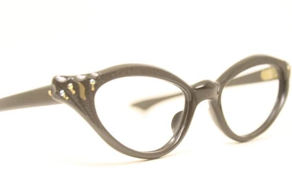 Unused Black Rhinestone cat eye glasses vintage c… - image 3