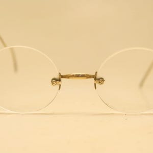 Antique Eyeglasses Saddle Bridge Rimless Glasses Frames Vintage Gold Jobs