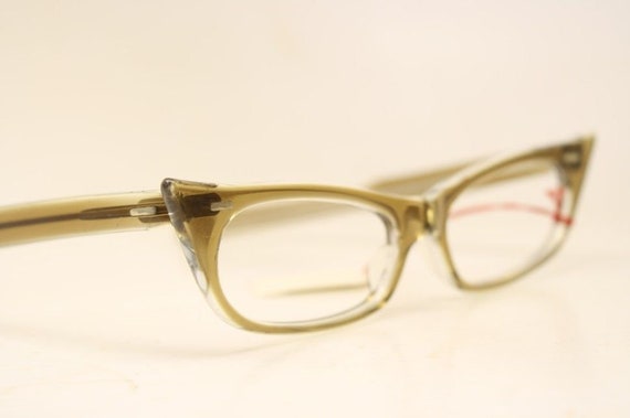 Small Unused Brownsmoke Vintage Cat Eye Glasses - image 1