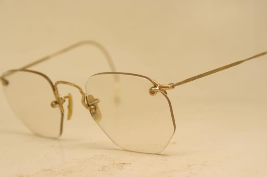 Vintage Rimless Eyeglasses Antique B&L 10k Bridge GF Fulvue Glasses ...