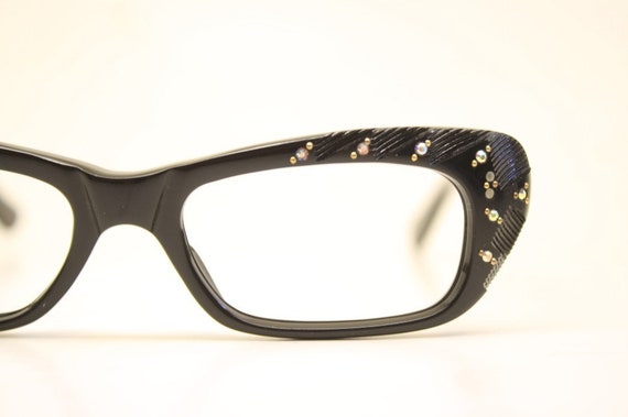 Small Unused Black Rhinestone Cat Eye Glasses New… - image 3