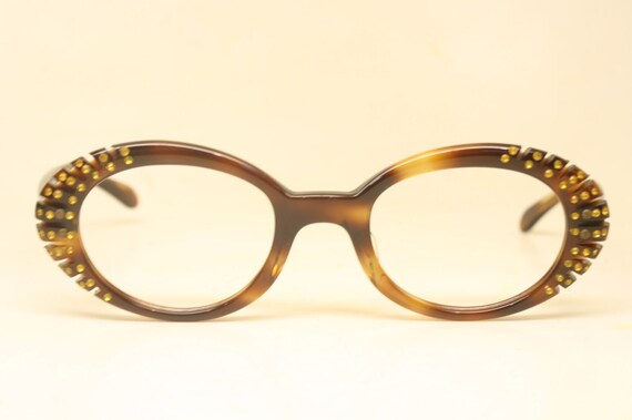 Oval Vintage cat eye glasses Tortoise 1960s glass… - image 2