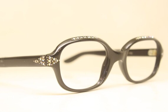 Unused Vintage Black Rhinestone Cat Eye Glasses - image 4