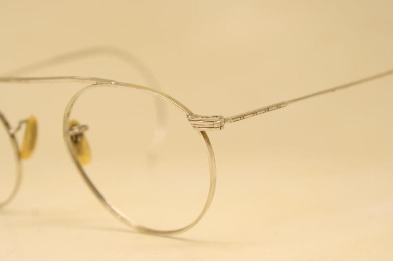 Vintage Eyeglasses AO Silver Frames 45x42mm Aviator 1940s Panto Antique ...