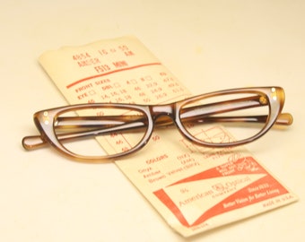 Vintage Cateye Glasses Tortoise Unused American Optical