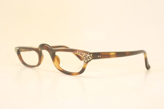 Vintage Cat Eye Glasses Brown Small 1960s Glasses… - image 2
