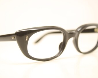 Black Cat Eye Glasses Cateye Eyeglasses NOS Vintage Glasses