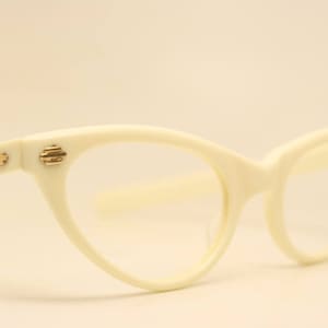 Cat Eye Glasses Bone White Vintage 1950s Eyewear Cateye Frames