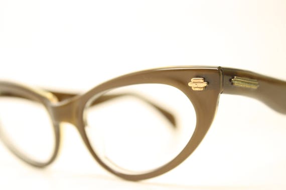 Unused Brown Vintage Cat Eye Eyeglasses Cateye Fr… - image 4