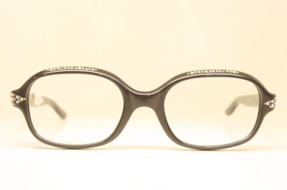 Unused Vintage Black Rhinestone Cat Eye Glasses - image 2