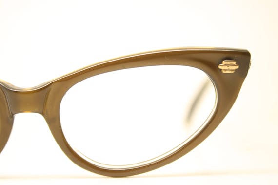 Unused Brown Vintage Cat Eye Eyeglasses Cateye Fr… - image 1
