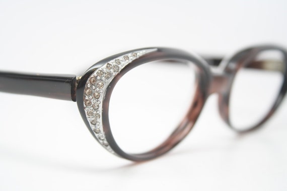 Marble rhinestone cat eye glasses vintage 1950s e… - image 1