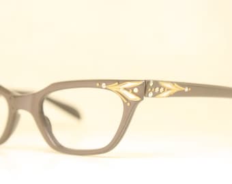 Purple Brown rhinestone cat eye glasses vintage cateye frames