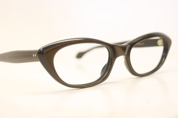 Vintage Glasses Brown Cat Eye Glasses Retro Glass… - image 4