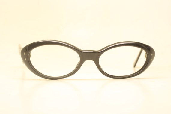 Vintage Cat Eye Glasses Black Small 1960s Glasses… - image 1