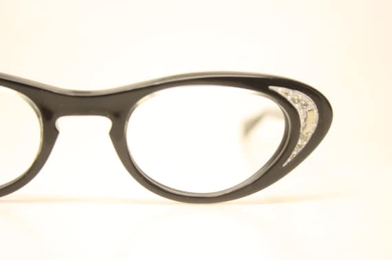 Cat Eye Glasses Small Unused Black vintage cateye… - image 2