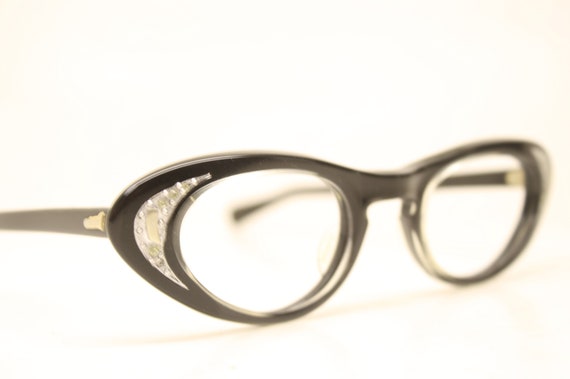 Cat Eye Glasses Small Unused Black vintage cateye… - image 4