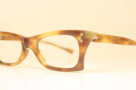 Unique Small Tortoise Cat Eye Glasses Unused Vint… - image 4
