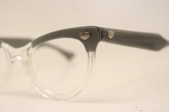 Unused Gray Clear Lucite Vintage Cat eye glasses … - image 1