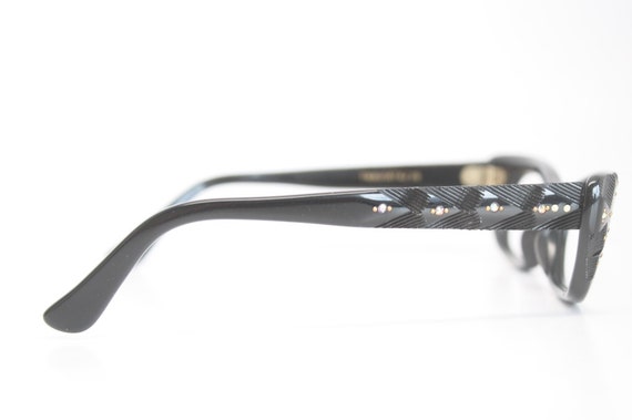 Unused Black Rhinestone cat eye glasses vintage c… - image 4