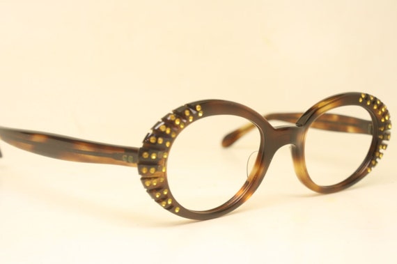 Oval Vintage cat eye glasses Tortoise 1960s glass… - image 4