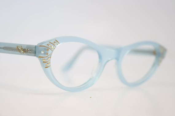 Blue Rhinestone cat eye glasses vintage cateye fr… - image 1