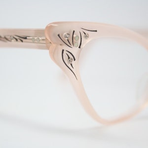 cat eye glasses Pink rhinestone vintage 1950s eyewear cateye frames