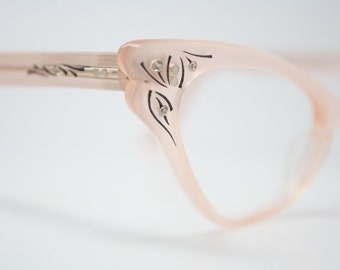 cat eye glasses Pink rhinestone vintage 1950s eyewear cateye frames