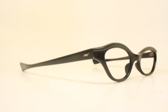 Vintage Cat Eye Glasses Black Small 1960s Glasses… - image 3