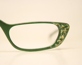 Vintage Reading Glasses Green Unused Cat Eye Eyeglasses