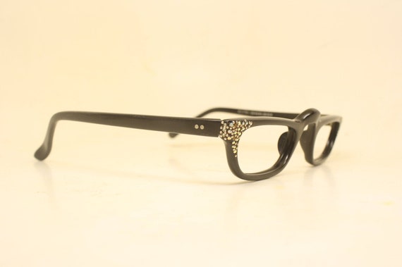 Vintage Cat Eye Glasses Black Small 1960s Glasses… - image 1