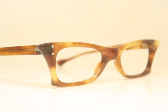 Unique Small Tortoise Cat Eye Glasses Unused Vint… - image 1