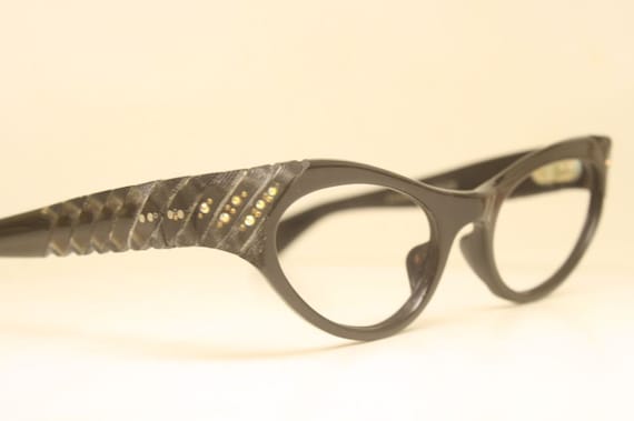 Unused Vintage Brown Rhinestone Cat Eye Glasses - image 1