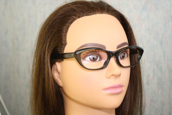 Vintage Glasses Brown Cat Eye Glasses Retro Glass… - image 1